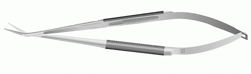 Castroviejo Keratoplasty & Keratectomy Scissors, Miniature Pattern, Blunt Tips, Wide Handle, Slightly Curved, 5 1/4" (13.5 Cm)